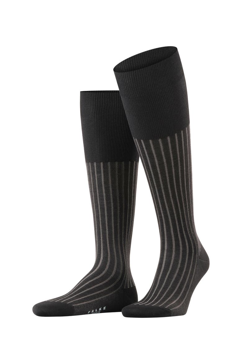 Shadow Striped Cotton Knee High Socks, Main, color, Grey-White