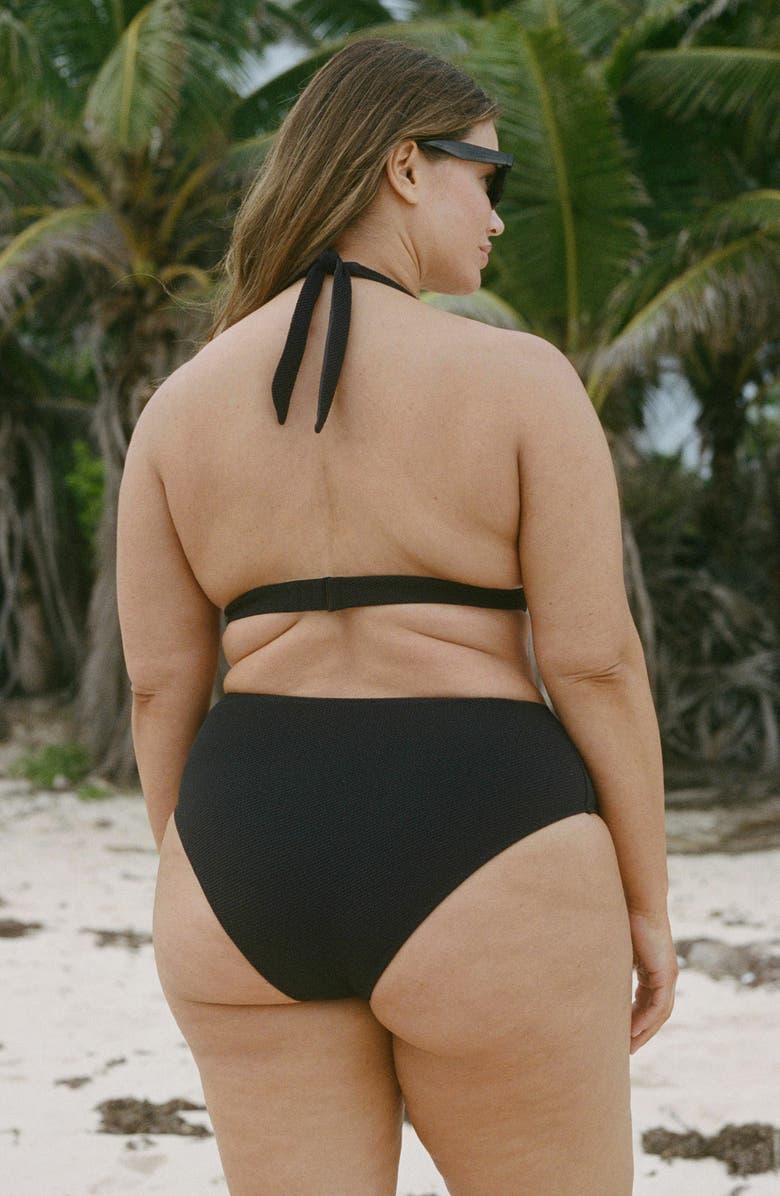 MANGO Textured Bikini Top, Alternate, color, Black