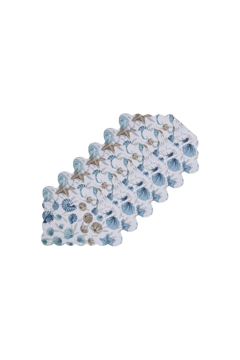 Coastal Shells Placemat Collection Sets of 6, Main, color, White