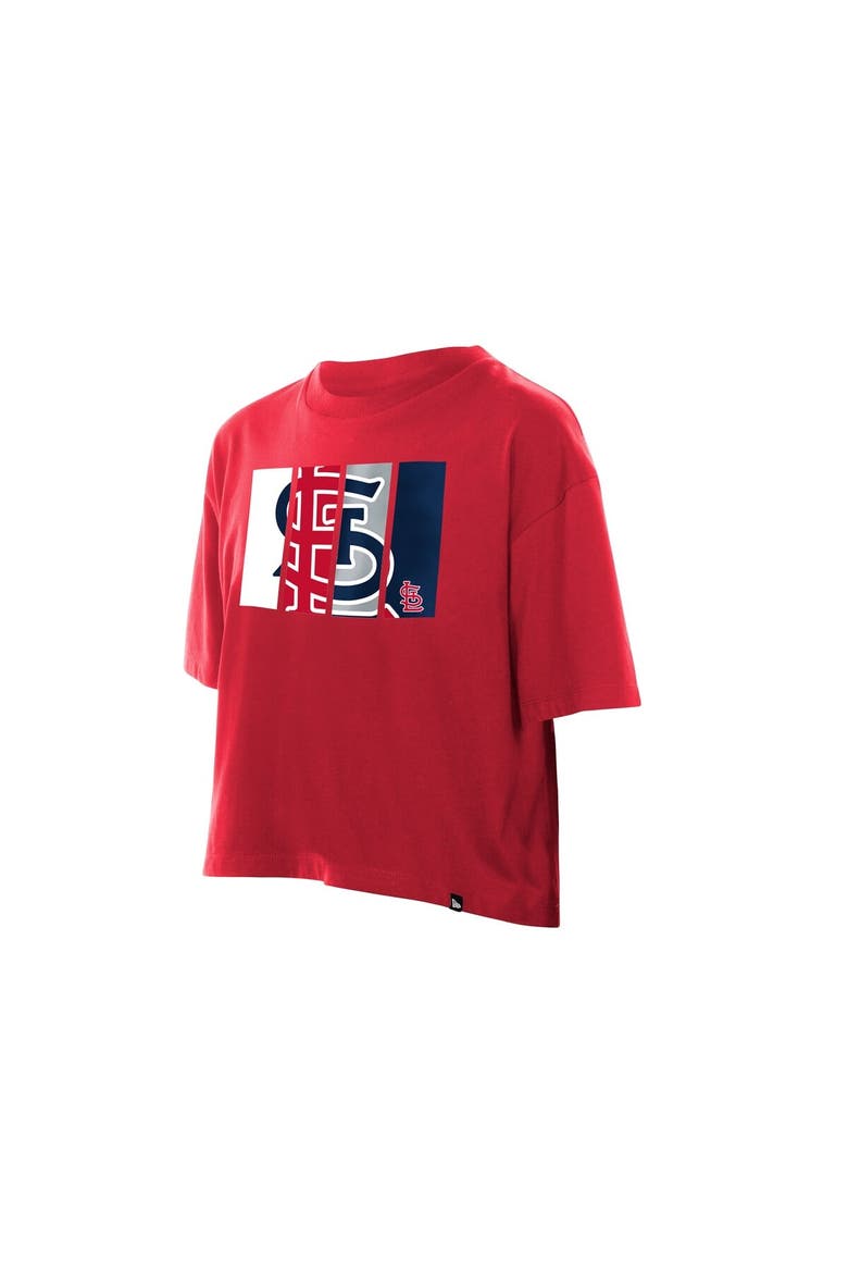 Women's New Era Red St. Louis Cardinals Boxy Foil Logo T-Shirt, Alternate, color, Red