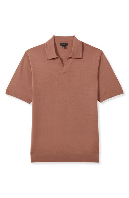 Reiss Duchie Johnny Collar Short Sleeve Wool Polo Sweater In Neutral