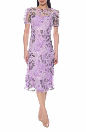 Marina Floral Embroidered Short Sleeve Midi Dress