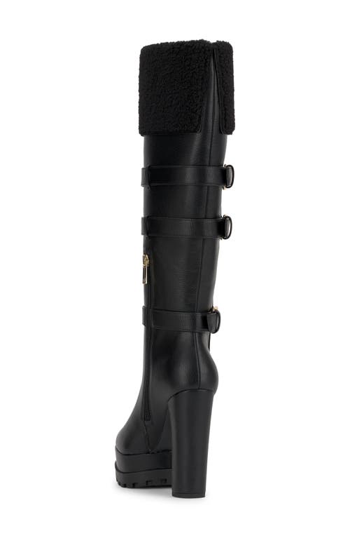 Jessica Simpson Imerald Faux Shearling Knee High Platform Boot In Black