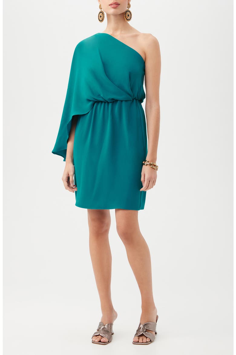 Amal One-Shoulder Blouson Sheath Dress, Main, color, BAHIA BLUE