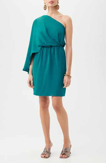 Amal One-Shoulder Blouson Sheath Dress
