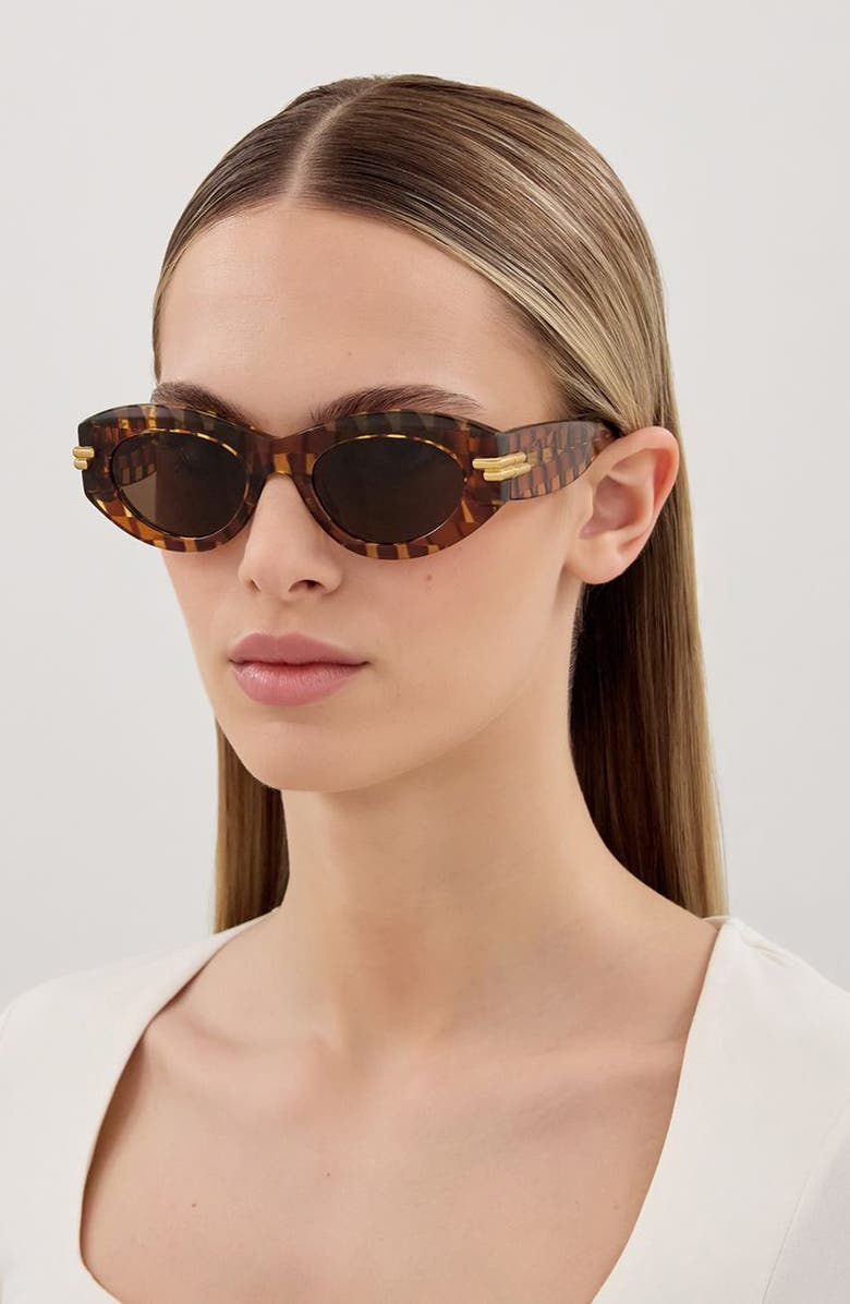 Bottega Veneta 51mm Oval Sunglasses, Alternate, color, Brown