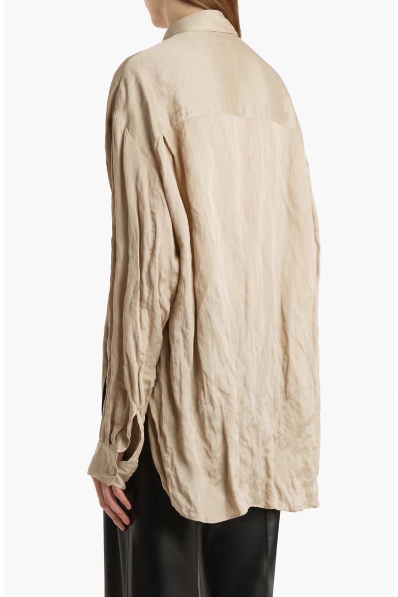Goya Relaxed Crinkled Voile Button-Up Shirt, Alternate, color, TEA STAIN