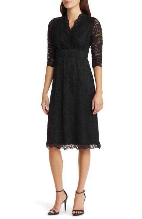 Kiyonna Lace Affair top Cocktail DressMidi Dress Size 2X Navy V-neck NWT