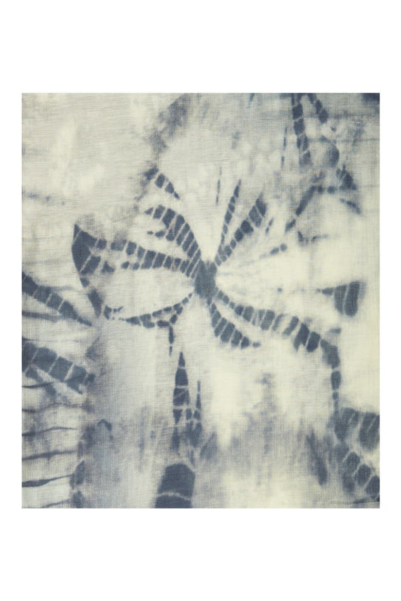 Tie Dye Cotton & Silk Scarf, Main, color, NAVY