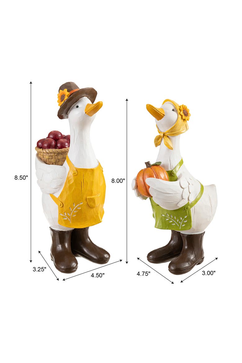 Set of 2 Fall Resin Geese Table Decor, Alternate, color, White