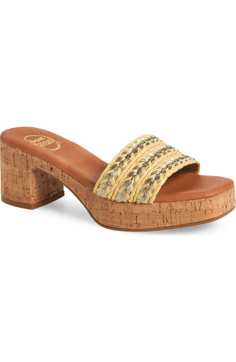 André Assous Cypress Raffia Platform Slide Sandal, Main, color,