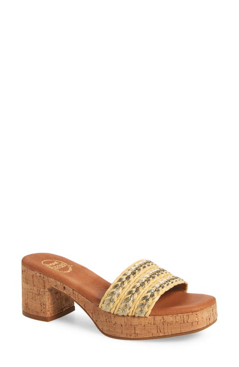 Cypress Raffia Platform Slide Sandal (Women)