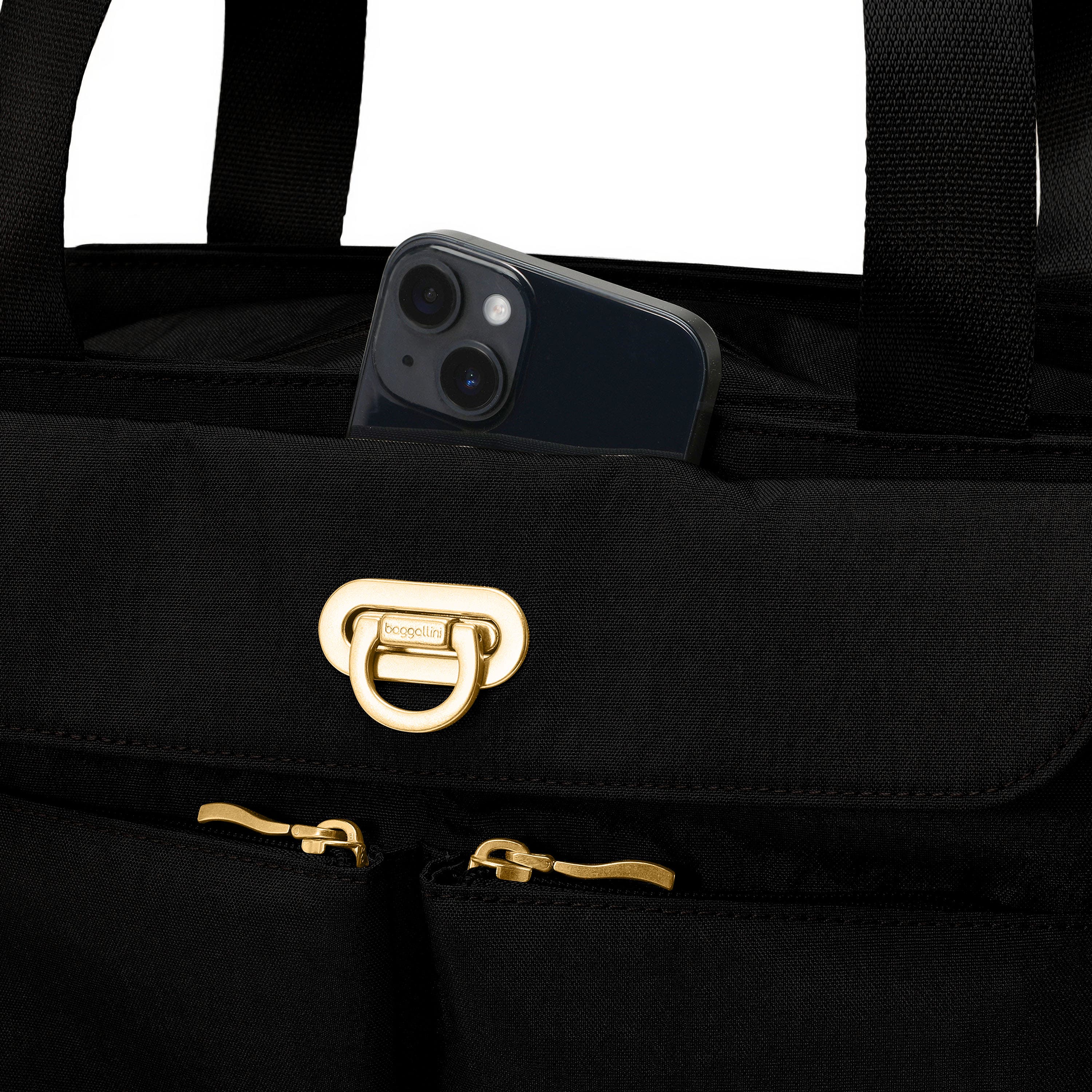 Coastal Flip Lock Trio Satchel, Alternate, color, Black W/ Gold Hardware