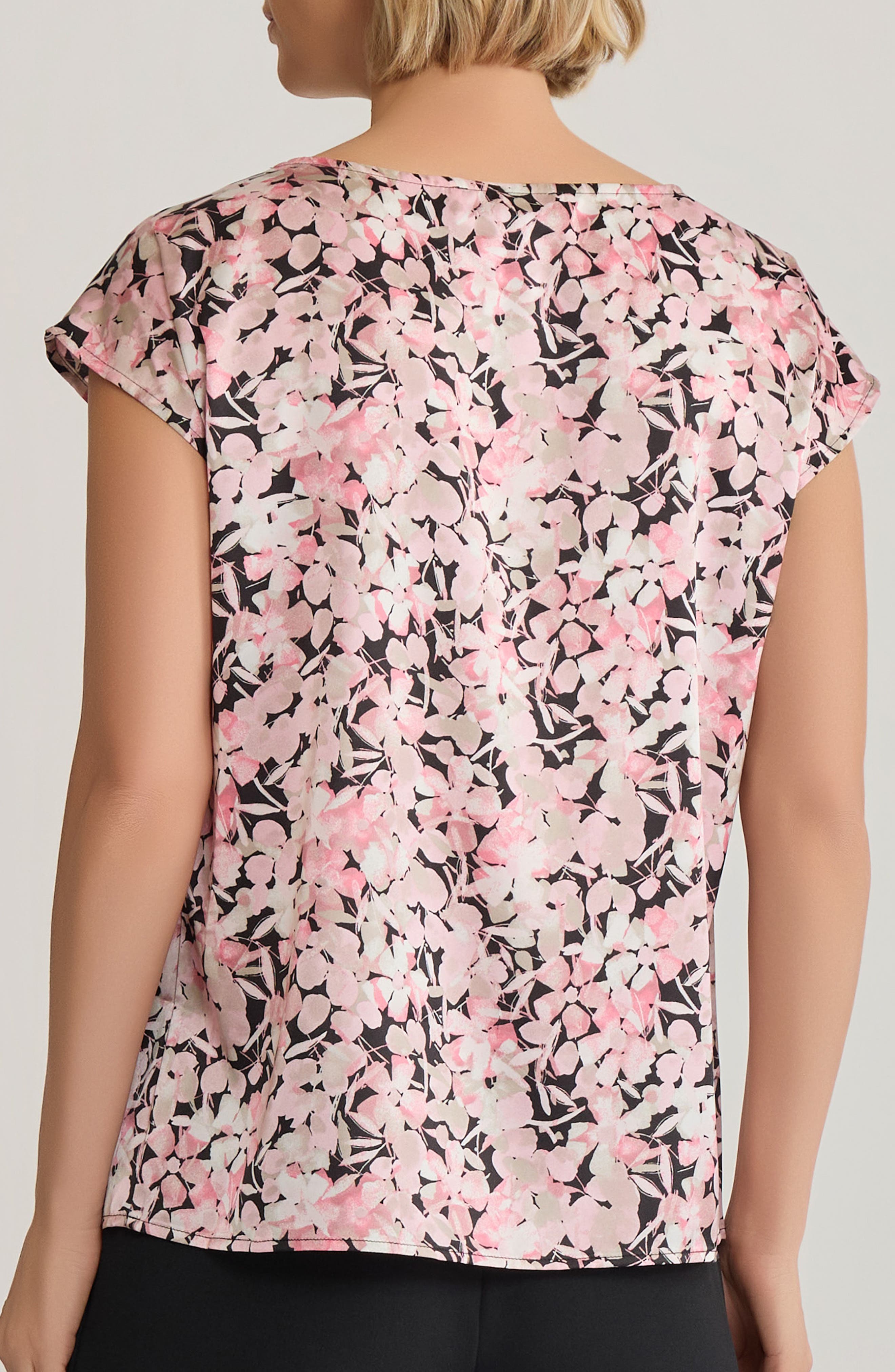Floral Print Box Pleat Satin Top - image 2