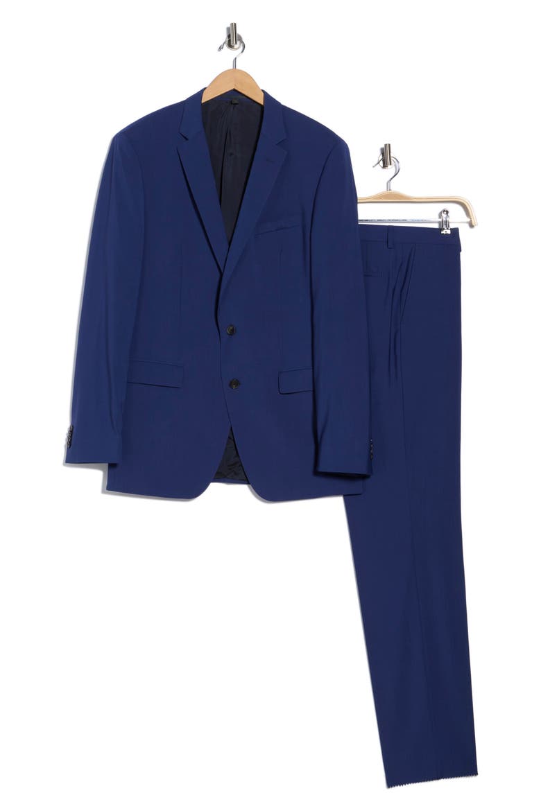 Huge Solid Wool Suit, Main, color, NAVY