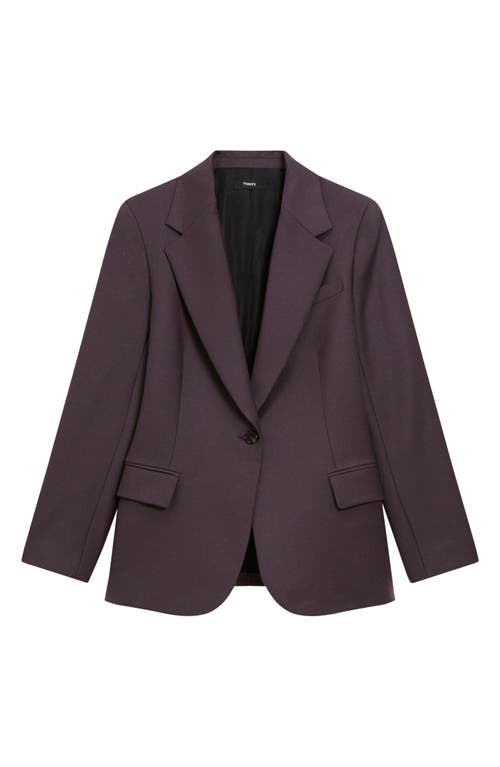 Theory Lynnia Sleek Virgin Wool Blazer In Burgundy
