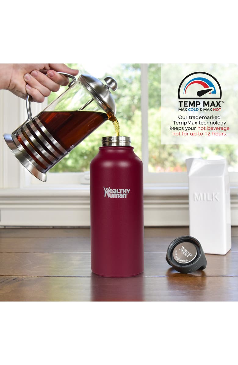 Healthy Human Stainless Steel Water Bottle Double Walled, Alternate, color, Red
