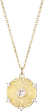 Adornia Cubic Zirconia Fluted Disc Pendant Necklace