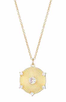 Adornia Cubic Zirconia Fluted Disc Pendant Necklace