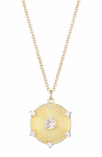 Adornia Cubic Zirconia Fluted Disc Pendant Necklace