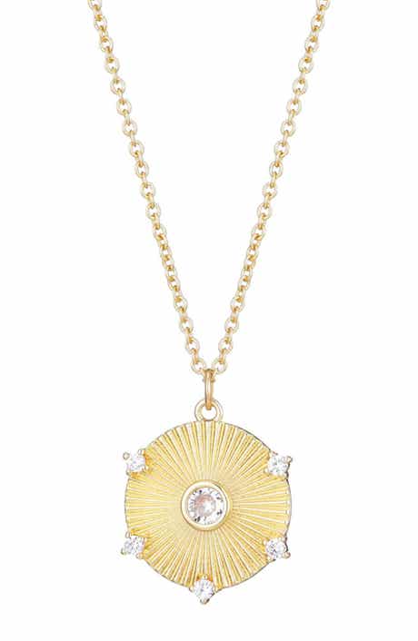 Adornia Cubic Zirconia Fluted Disc Pendant Necklace