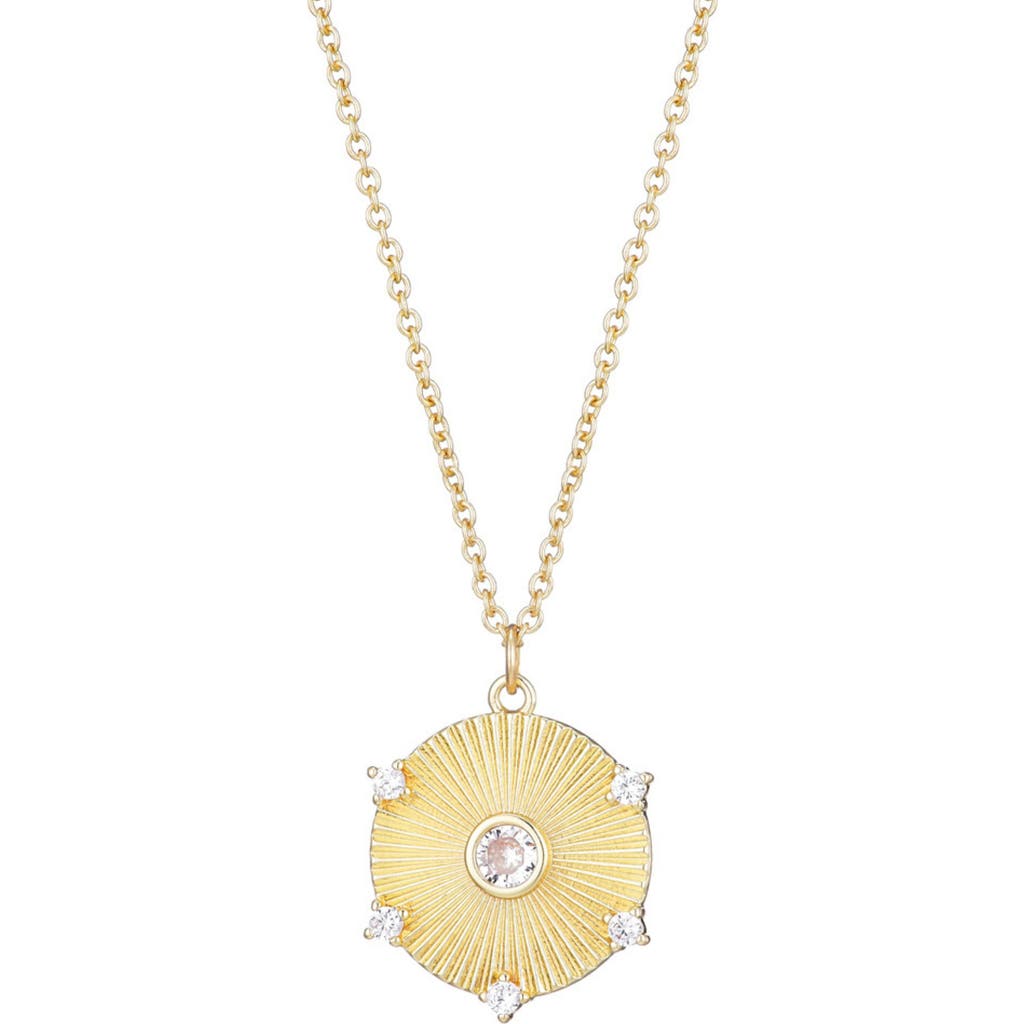 Adornia Cubic Zirconia Fluted Disc Pendant Necklace In Gold
