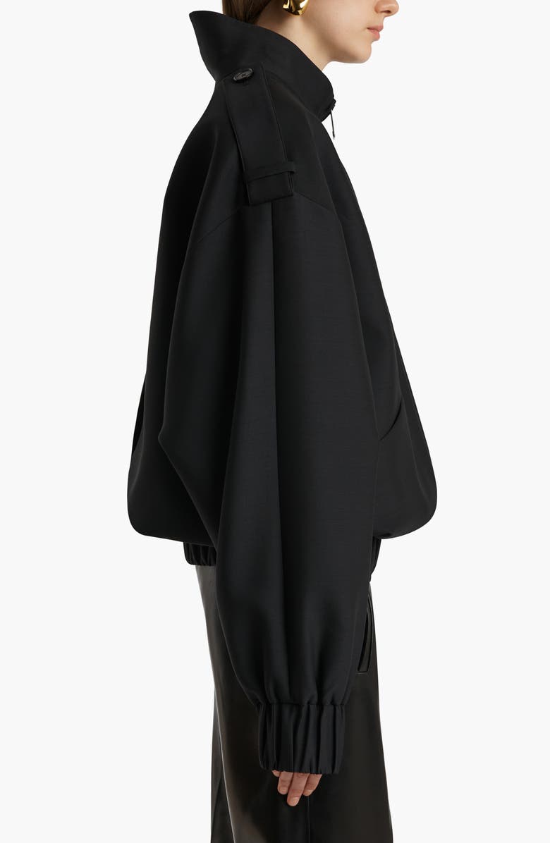 Khaite Sigi Wool & Silk Bomber Jacket, Alternate, color, Black