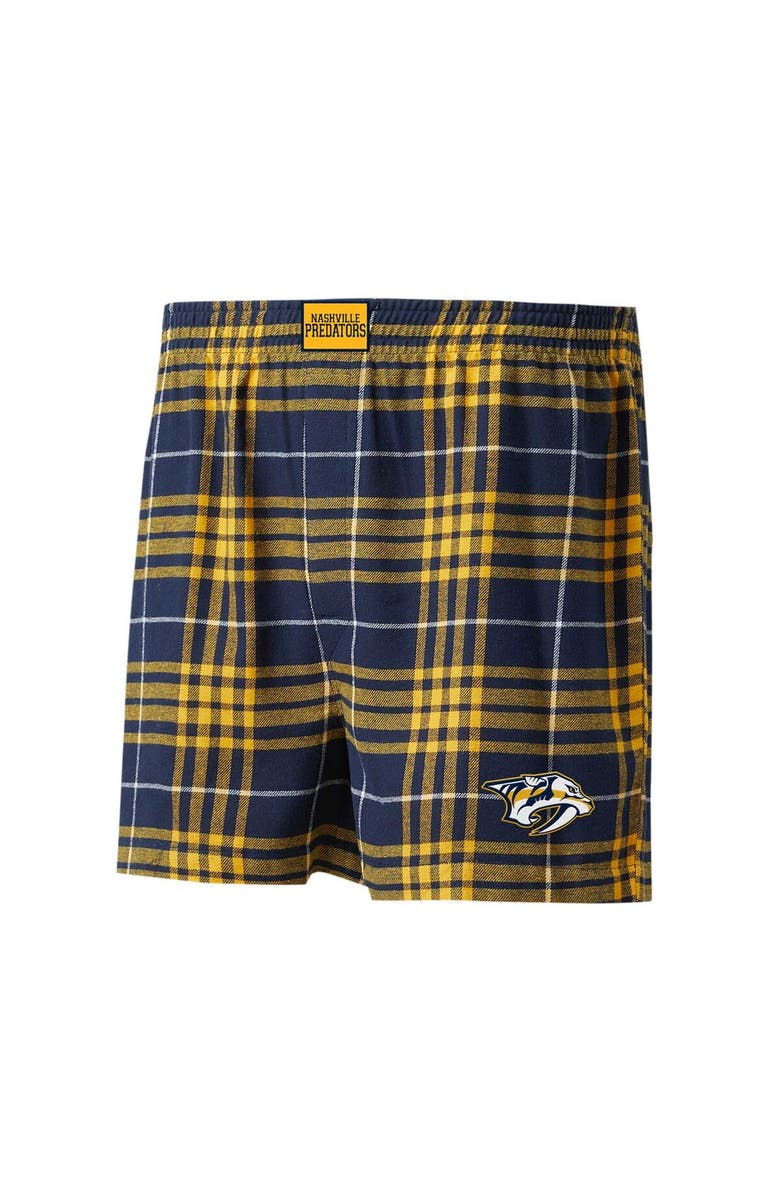CONCEPTS SPORT Men's Concepts Sport Navy/Gold Nashville Predators Concord Flannel Boxers, Main, color, 