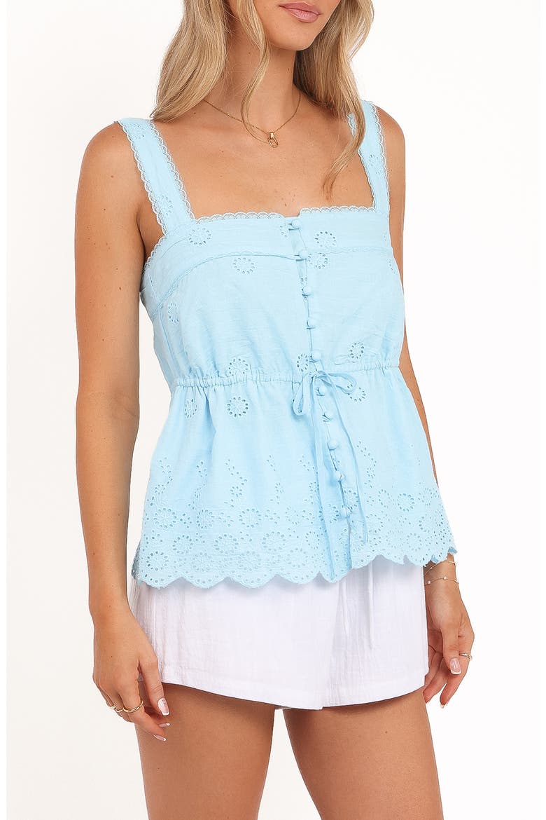 Delta Eyelet Cotton Tank, Alternate, color, AQUA