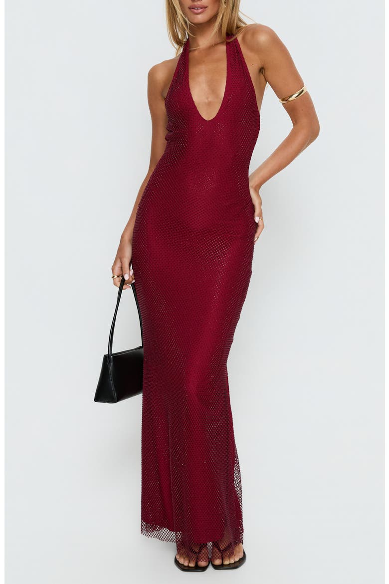 Earls Halter Maxi Dress, Main, color, RED