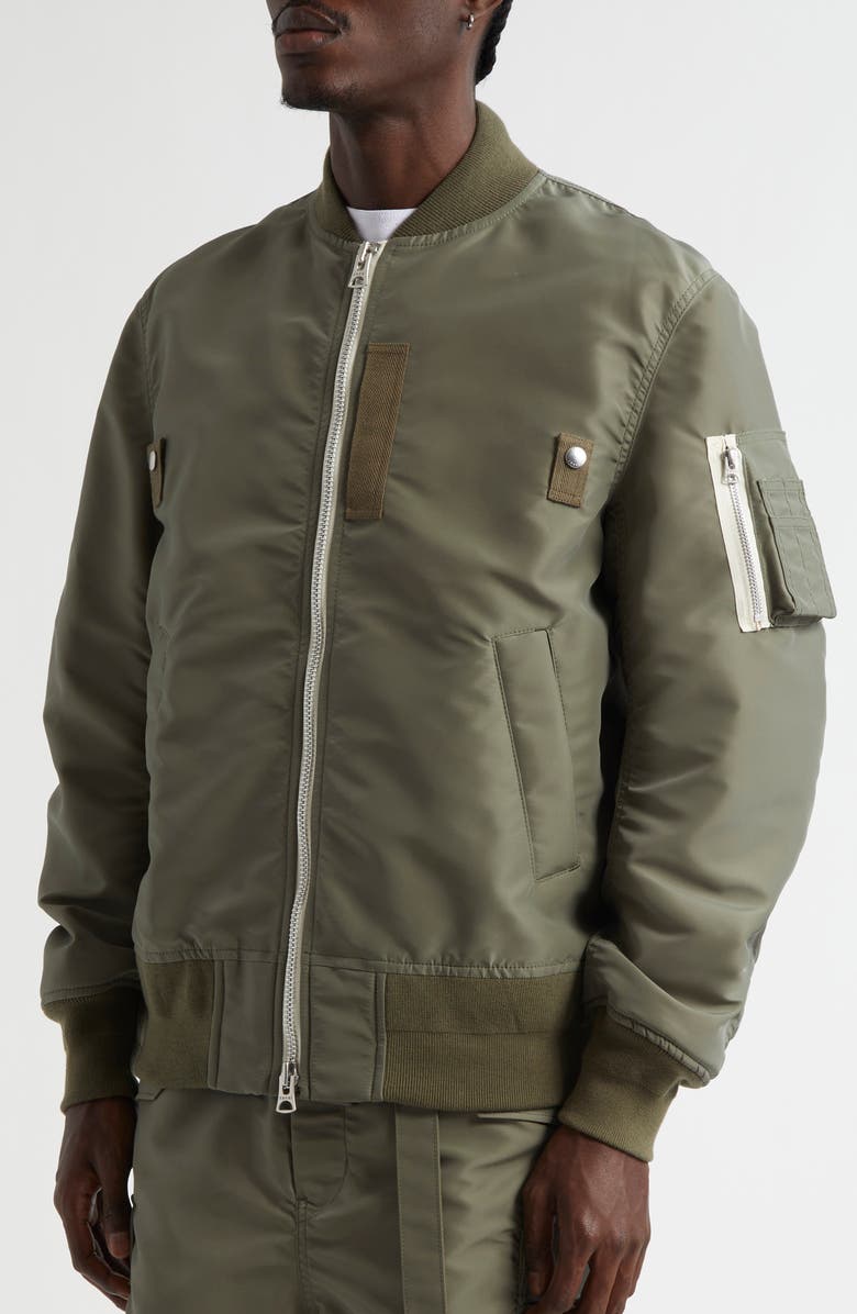 Sacai Nylon Twill Bomber Jacket, Alternate, color, Khaki 501