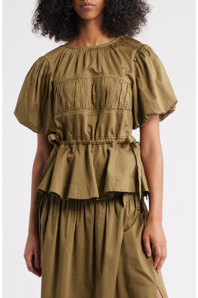 Hadley Ruched Organic Cotton Top, Main, color, OLIVE