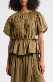 Damson Madder Hadley Ruched Organic Cotton Top