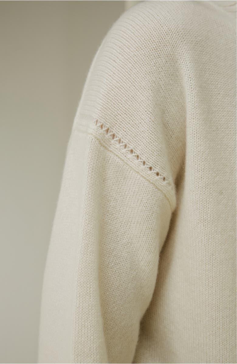 Lilysilk Turtleneck Relaxed-Fit Cashmere Sweater, Alternate, color, White