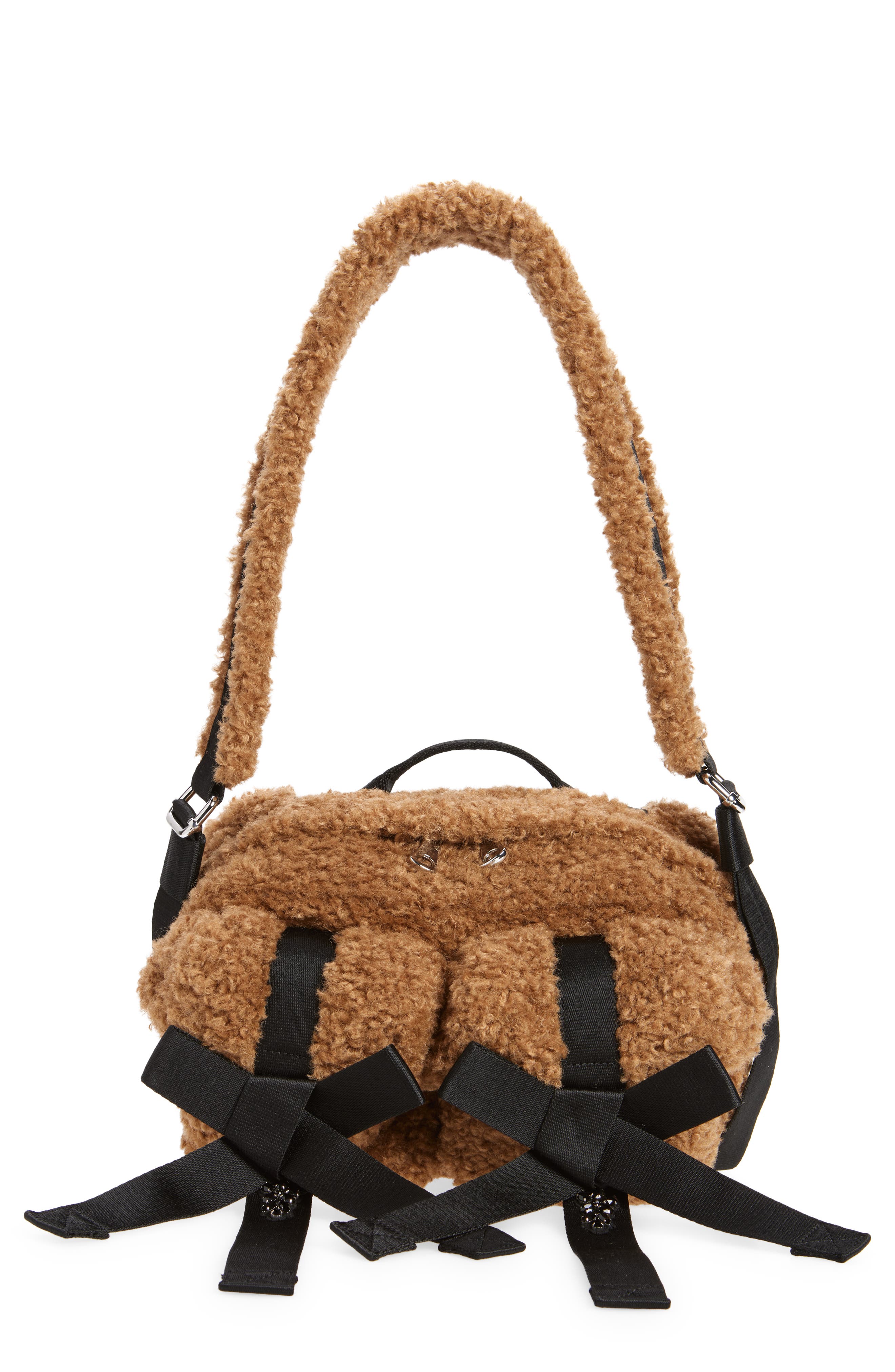 Simone Rocha Classic Bow Teddybear Fleece Crossbody Bag, Main, color, 