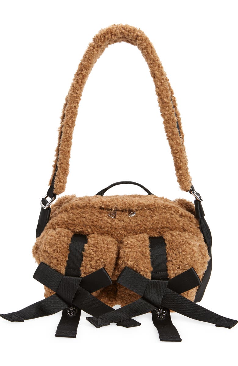 Simone Rocha Classic Bow Teddybear Fleece Crossbody Bag, Main, color,