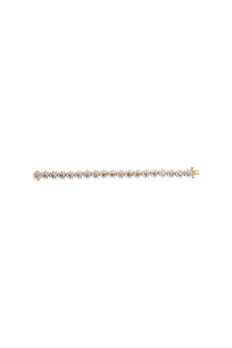 14K Gold 8.00 Cttw Diamond Floral Cluster Halo Link Bracelet, Alternate, color, Yellow