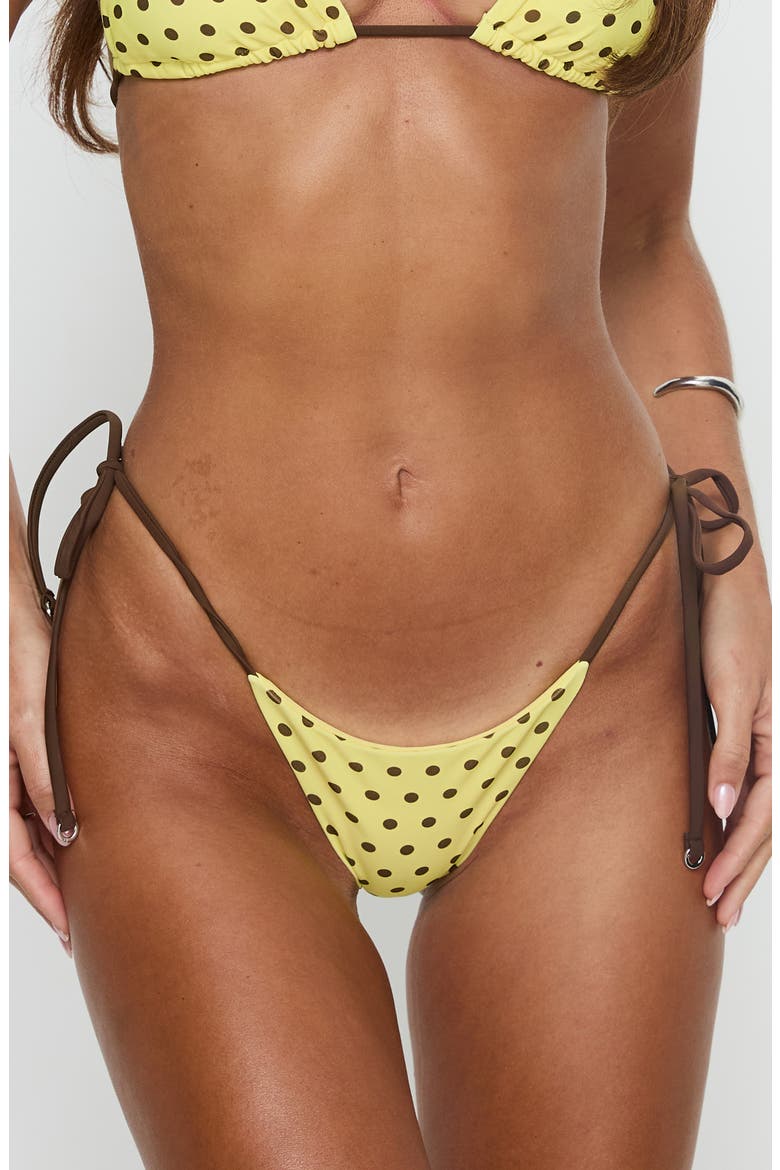 Crispy Polka Dot Side Tie Bikini Bottoms, Main, color, YELLOW / POLKA DOT