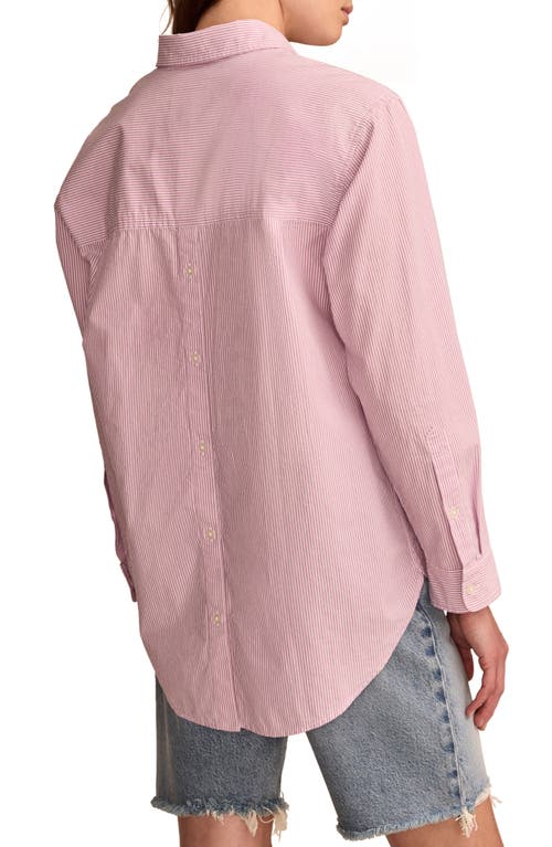 Lucky Brand Stripe Oversize Button Back Cotton Button-up Shirt In Purple Stripe