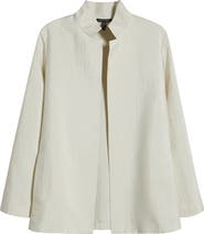 Eileen Fisher Stand Collar Open Front Silk Jacket
