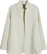 Eileen Fisher Stand Collar Open Front Silk Jacket
