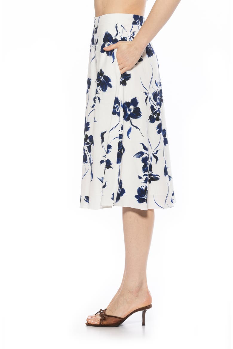 Mabel Floral Midi Skirt, Alternate, color, IVORY FLORAL