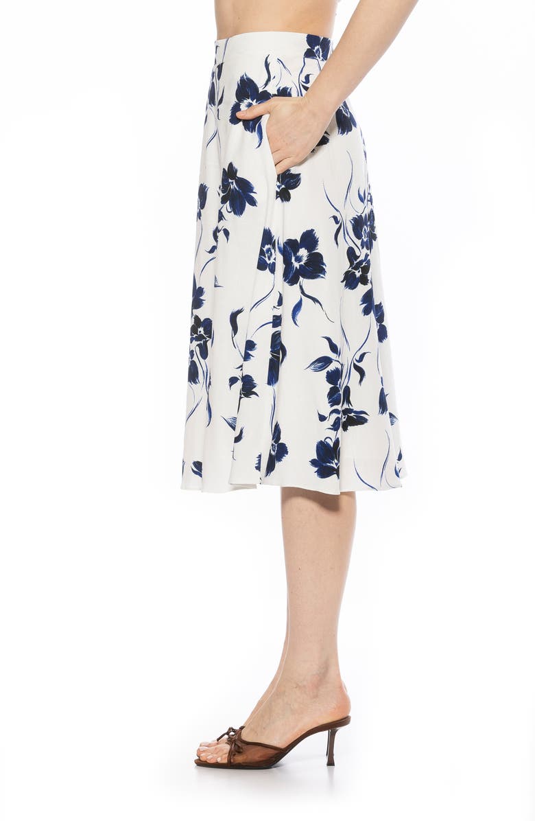 Alexia Admor Mabel Floral Midi Skirt, Alternate, color, Ivory Floral