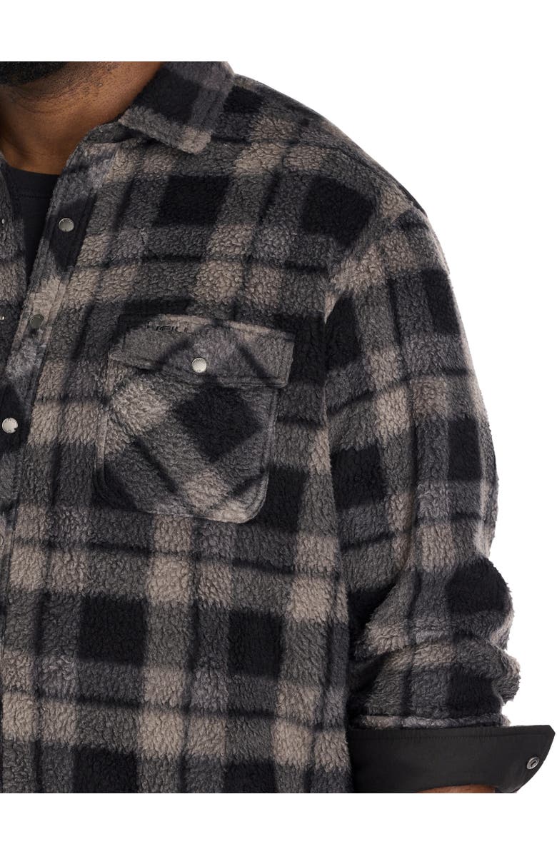 O'Neill Big & Tall Glacier Plaid Superfleece Flannel Shirt Jacket, Alternate, color, Phantom