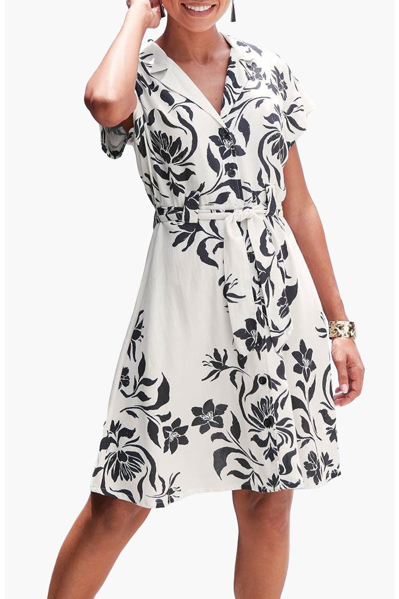 Belted Shirt Dress, Main, color, Beige & Black
