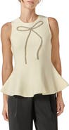 English Factory Rhinestone Bow Sleeveless Peplum Top