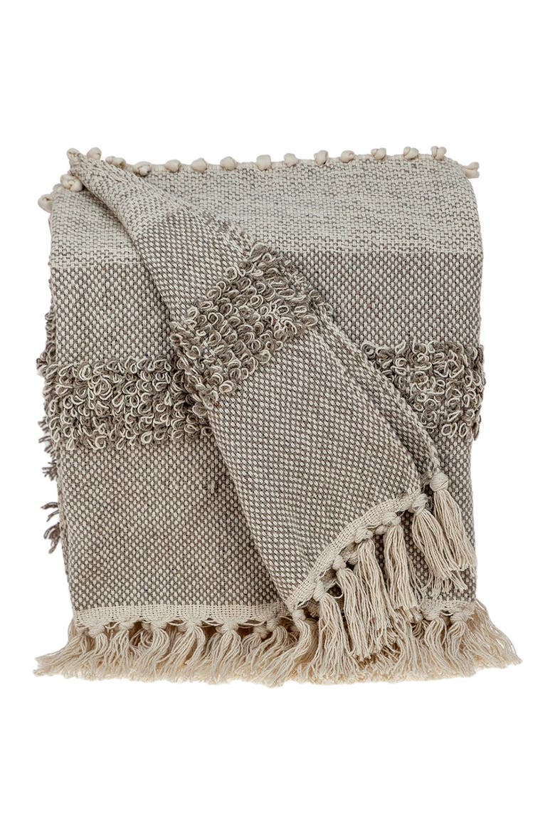 Neil Eclectic Beige 52" x 67" Woven Handloom Throw, Alternate, color, BEIGE