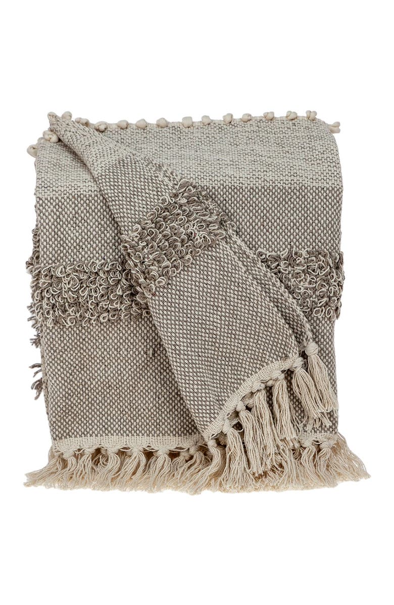 PARKLAND COLLECTION Neil Eclectic Beige 52" x 67" Woven Handloom Throw, Alternate, color, Beige