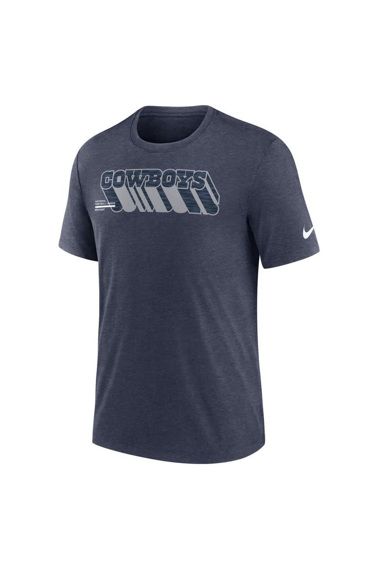Men's Nike Heather Navy Dallas Cowboys Long Pass Tri-Blend T-Shirt, Alternate, color, Heather Navy