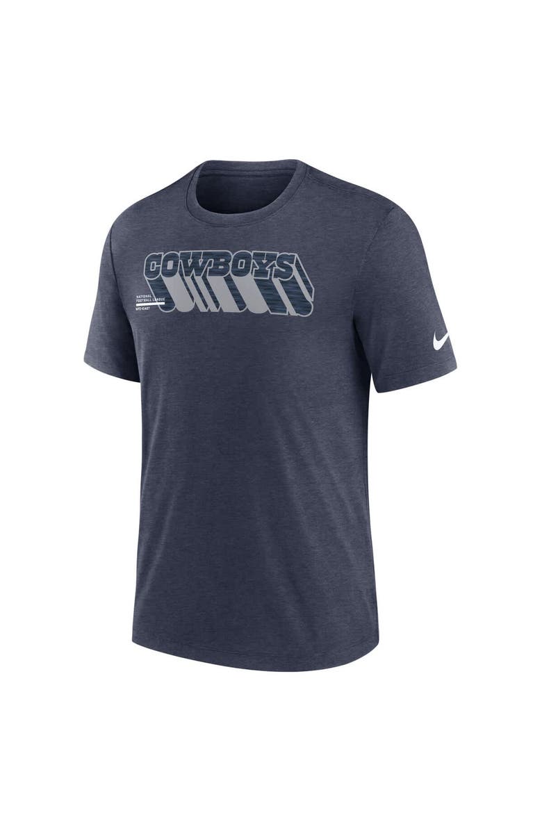 Nike Men's Nike Heather Navy Dallas Cowboys Long Pass Tri-Blend T-Shirt, Alternate, color, Heather Navy